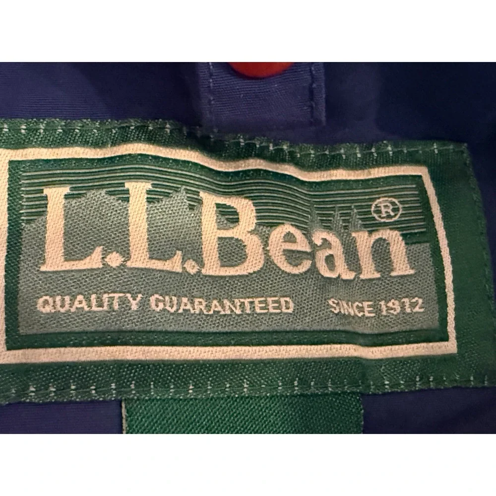L.L. Bean Mens Rain Jacket Large Blue Hooded Windproof Windbreaker Outdoor OBCY9